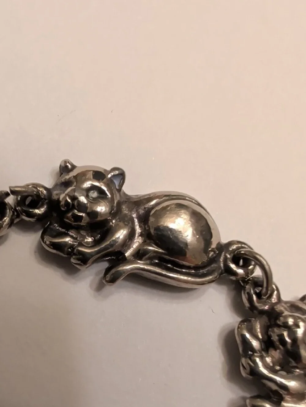 Silver Cat Link Bracelet - Women's Jewelry